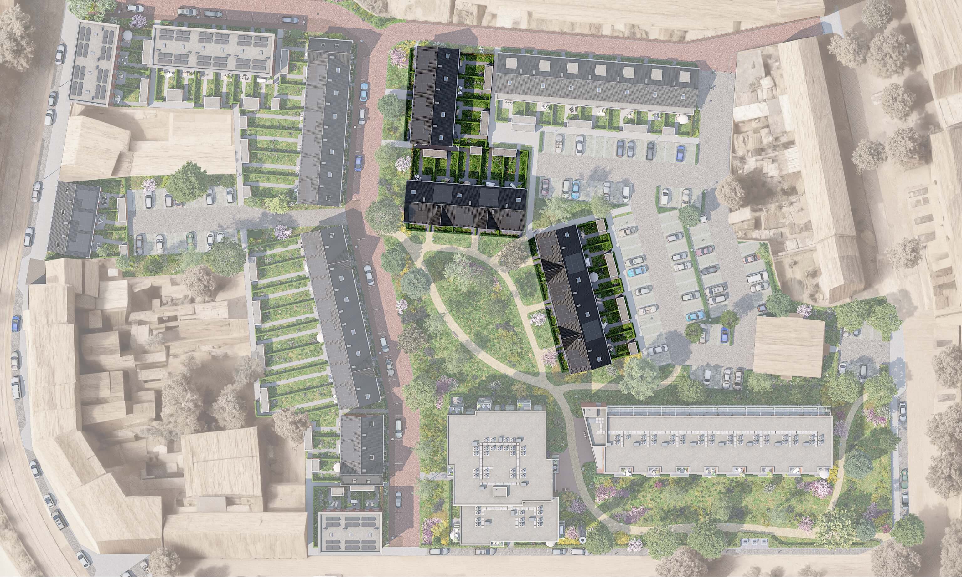 Impressis van bovenaanzicht, met daarop aangegeven wat fase1 is.